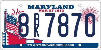 MD license plate 8BK7870
