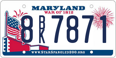 MD license plate 8BK7871