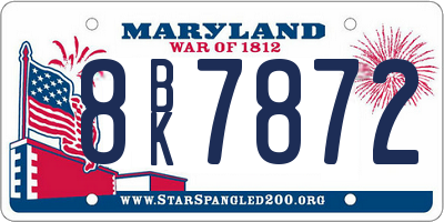 MD license plate 8BK7872