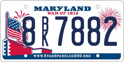 MD license plate 8BK7882