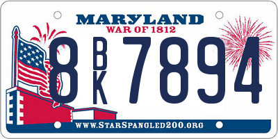 MD license plate 8BK7894