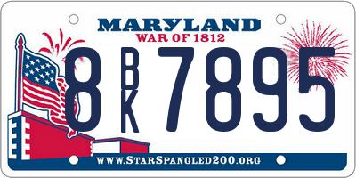 MD license plate 8BK7895