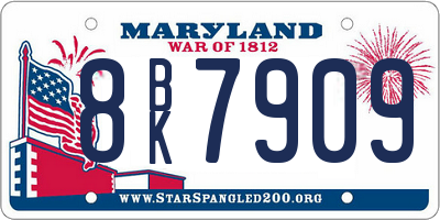 MD license plate 8BK7909