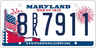 MD license plate 8BK7911