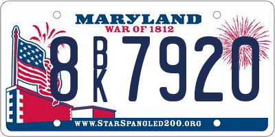 MD license plate 8BK7920