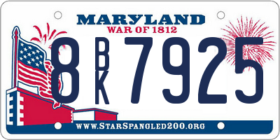 MD license plate 8BK7925