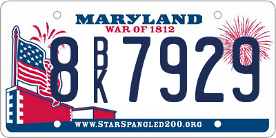 MD license plate 8BK7929