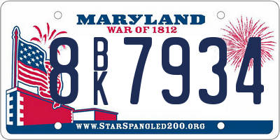 MD license plate 8BK7934