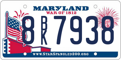 MD license plate 8BK7938