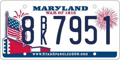 MD license plate 8BK7951