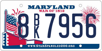 MD license plate 8BK7956