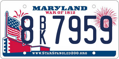 MD license plate 8BK7959