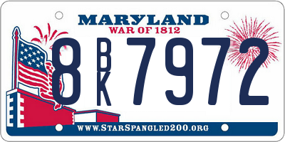 MD license plate 8BK7972