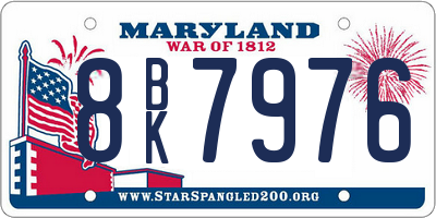 MD license plate 8BK7976
