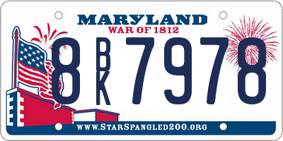 MD license plate 8BK7978
