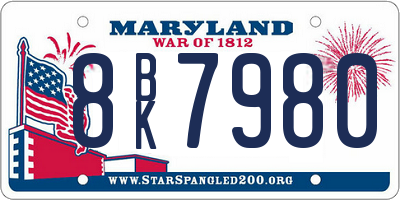 MD license plate 8BK7980
