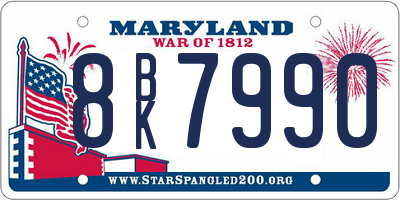 MD license plate 8BK7990
