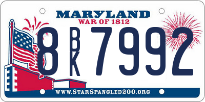 MD license plate 8BK7992
