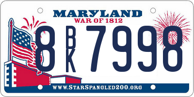 MD license plate 8BK7998