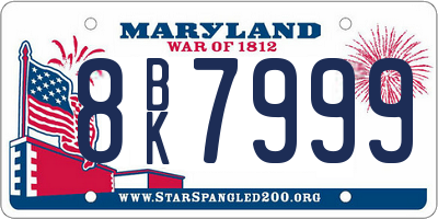 MD license plate 8BK7999