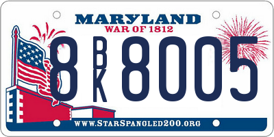 MD license plate 8BK8005
