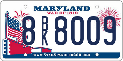 MD license plate 8BK8009