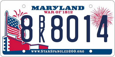 MD license plate 8BK8014