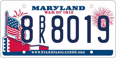 MD license plate 8BK8019