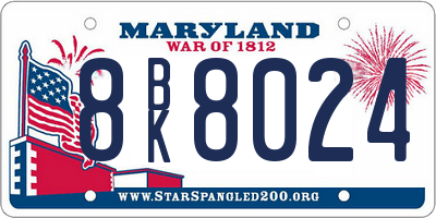MD license plate 8BK8024