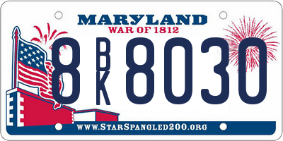 MD license plate 8BK8030