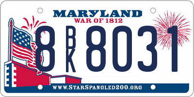 MD license plate 8BK8031