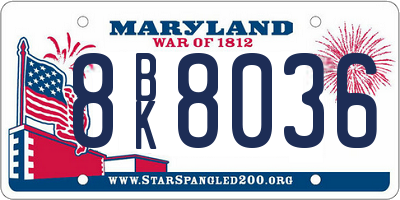 MD license plate 8BK8036