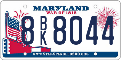 MD license plate 8BK8044