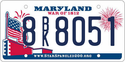 MD license plate 8BK8051