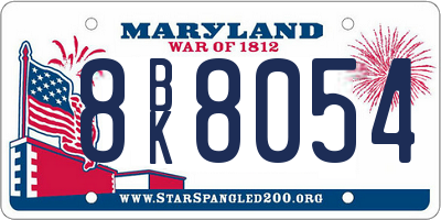 MD license plate 8BK8054