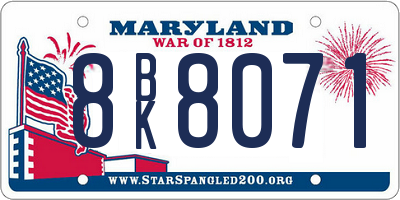 MD license plate 8BK8071