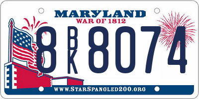 MD license plate 8BK8074