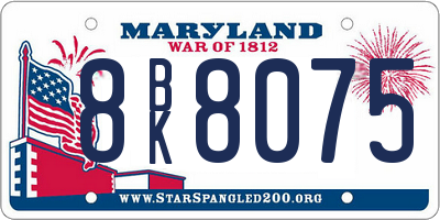MD license plate 8BK8075
