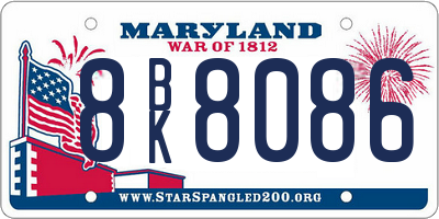 MD license plate 8BK8086