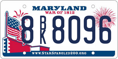 MD license plate 8BK8096