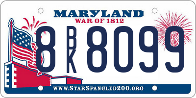MD license plate 8BK8099