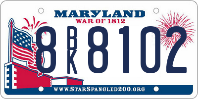 MD license plate 8BK8102
