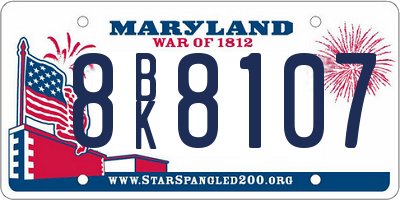 MD license plate 8BK8107
