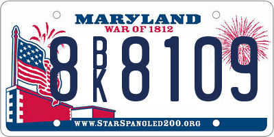 MD license plate 8BK8109