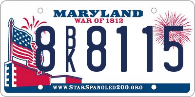 MD license plate 8BK8115