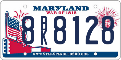 MD license plate 8BK8128
