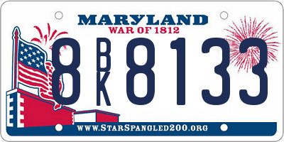MD license plate 8BK8133