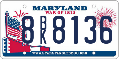 MD license plate 8BK8136