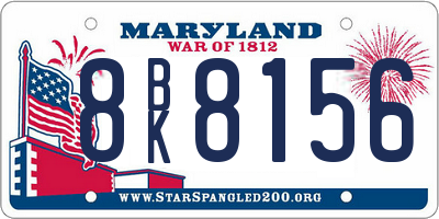 MD license plate 8BK8156