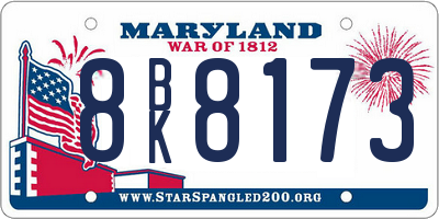 MD license plate 8BK8173